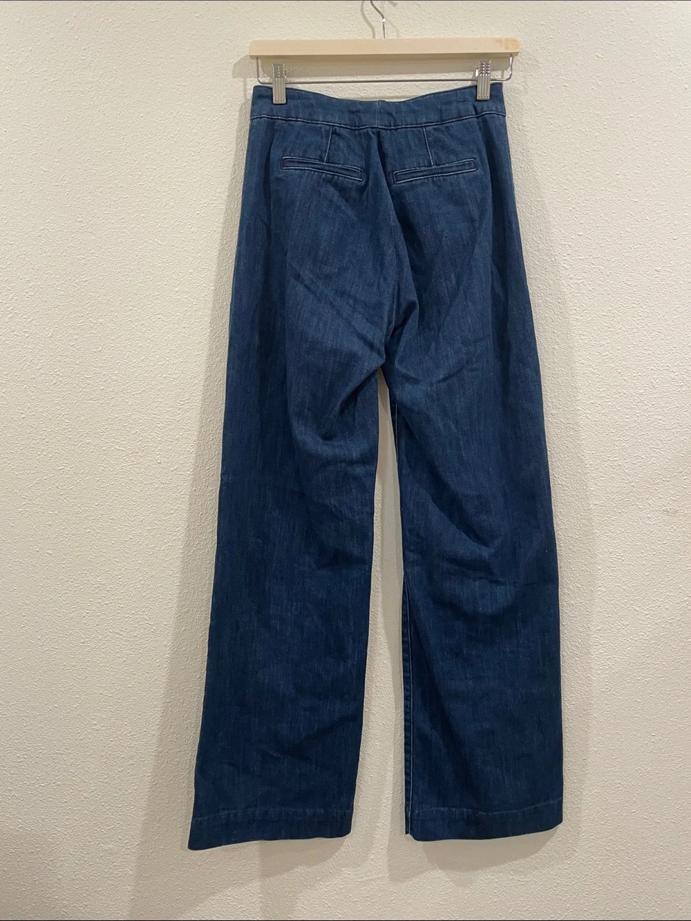 Sesame Denim High-Waist Sailor Damon Wide-Leg Denim Jeans Button Front Size 38